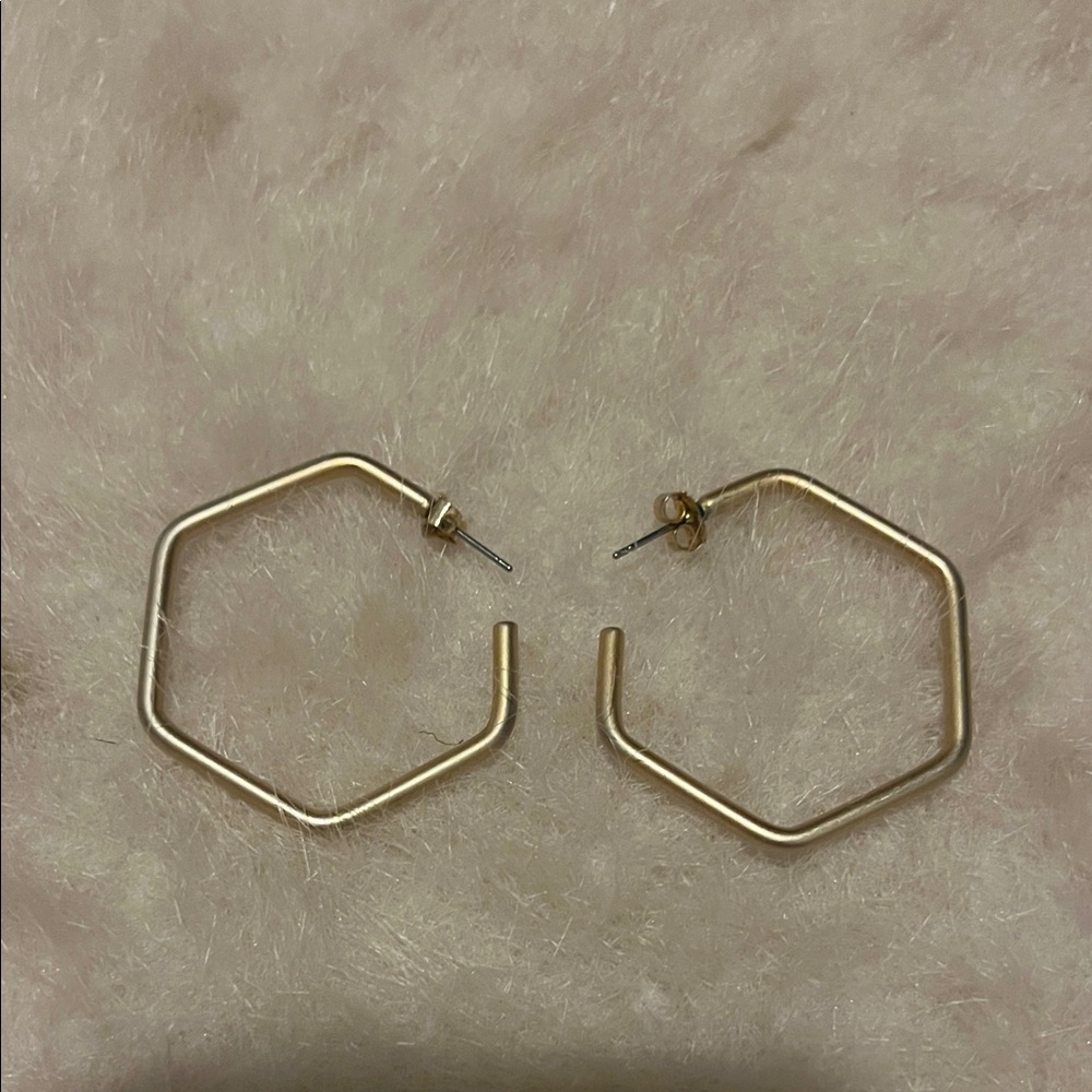 Gold Hexagon Hoop Earrings